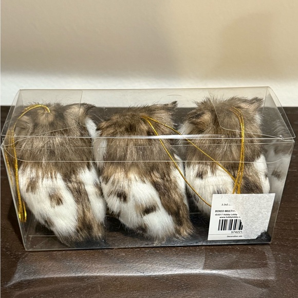 NEW. Set of Three Brown and White Owl Ornaments - Picture 6 of 7